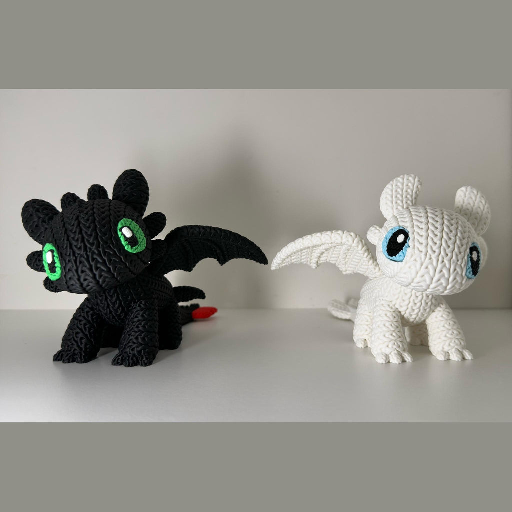 Toothless and Light Fury Knitted Figures