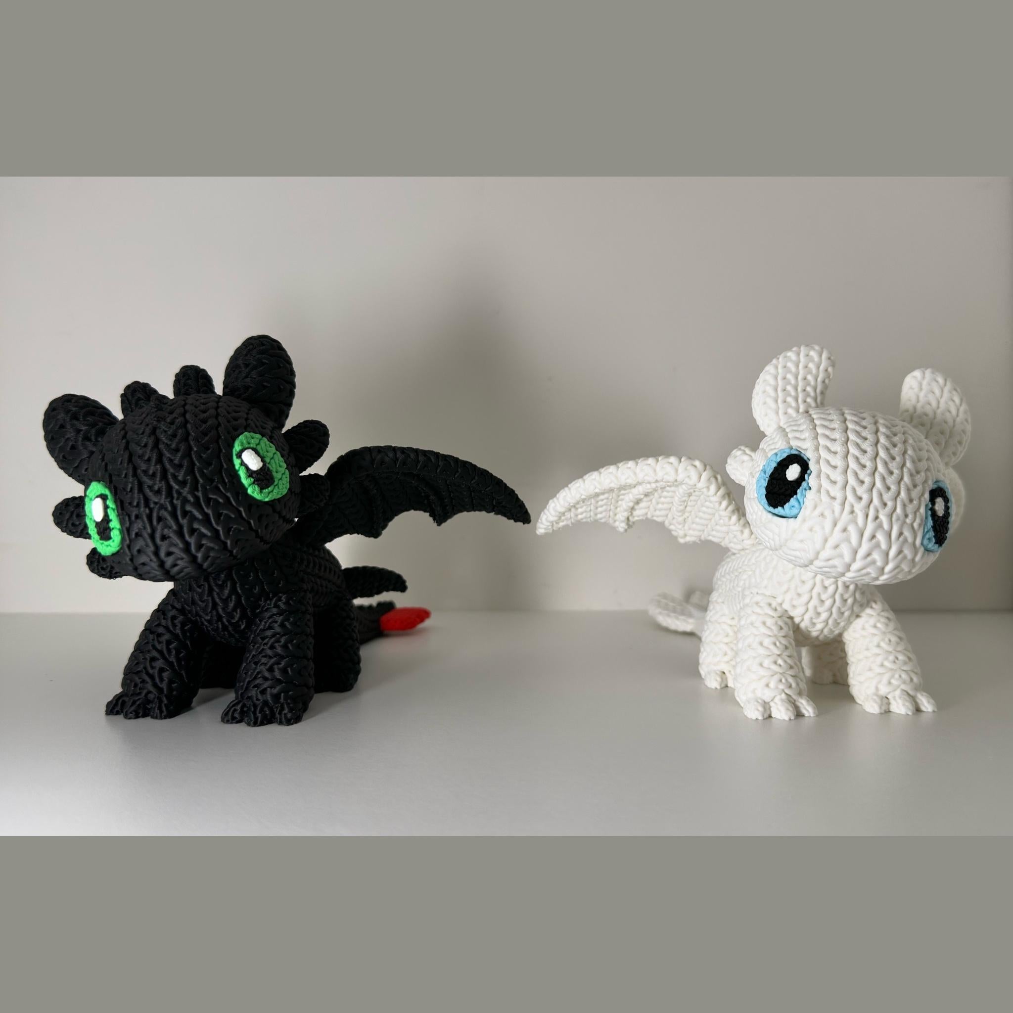 Toothless and Light Fury Knitted Figures