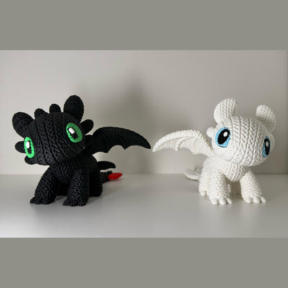 Toothless and Light Fury Knitted Figures