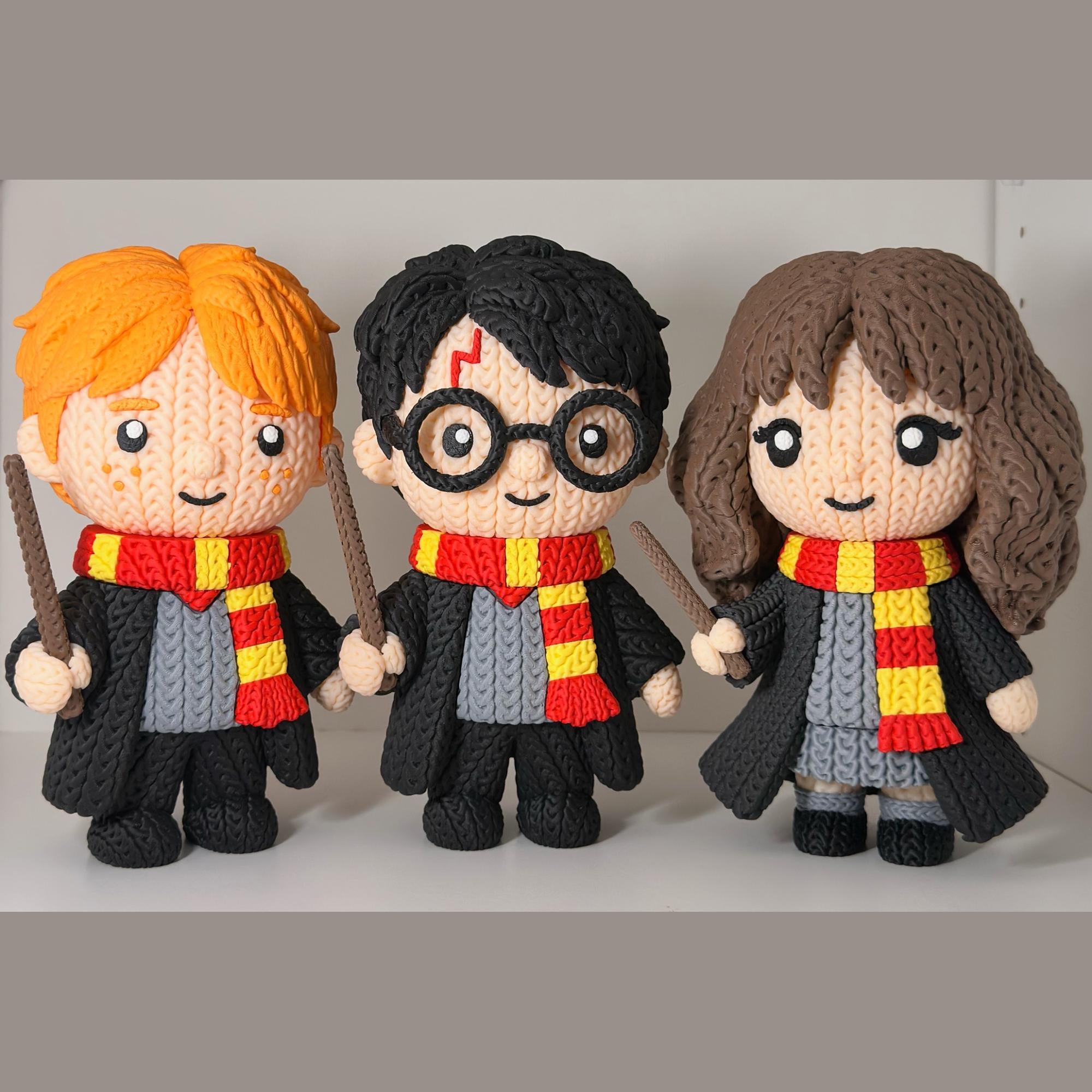 Harry Potter Knitted Figures - Harry Hermione Ron