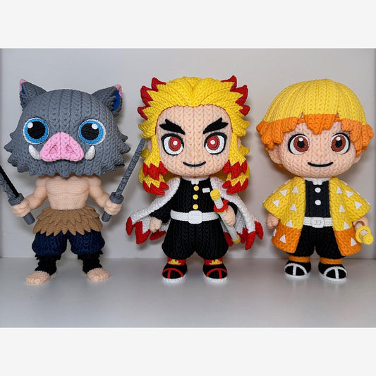 Inosuke, Rengoku, Zenitsu Knitted Figures - Demon Slayer