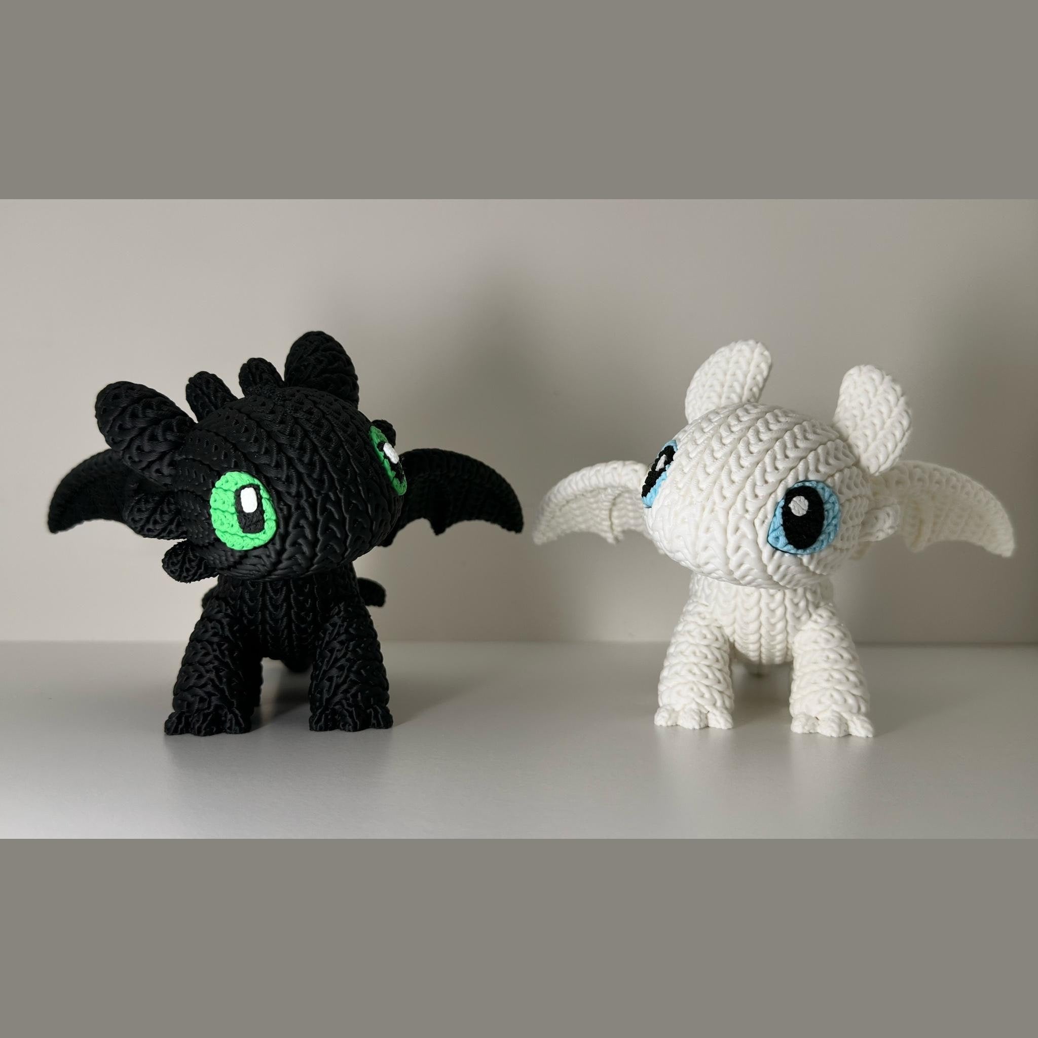 Toothless and Light Fury Knitted Figures