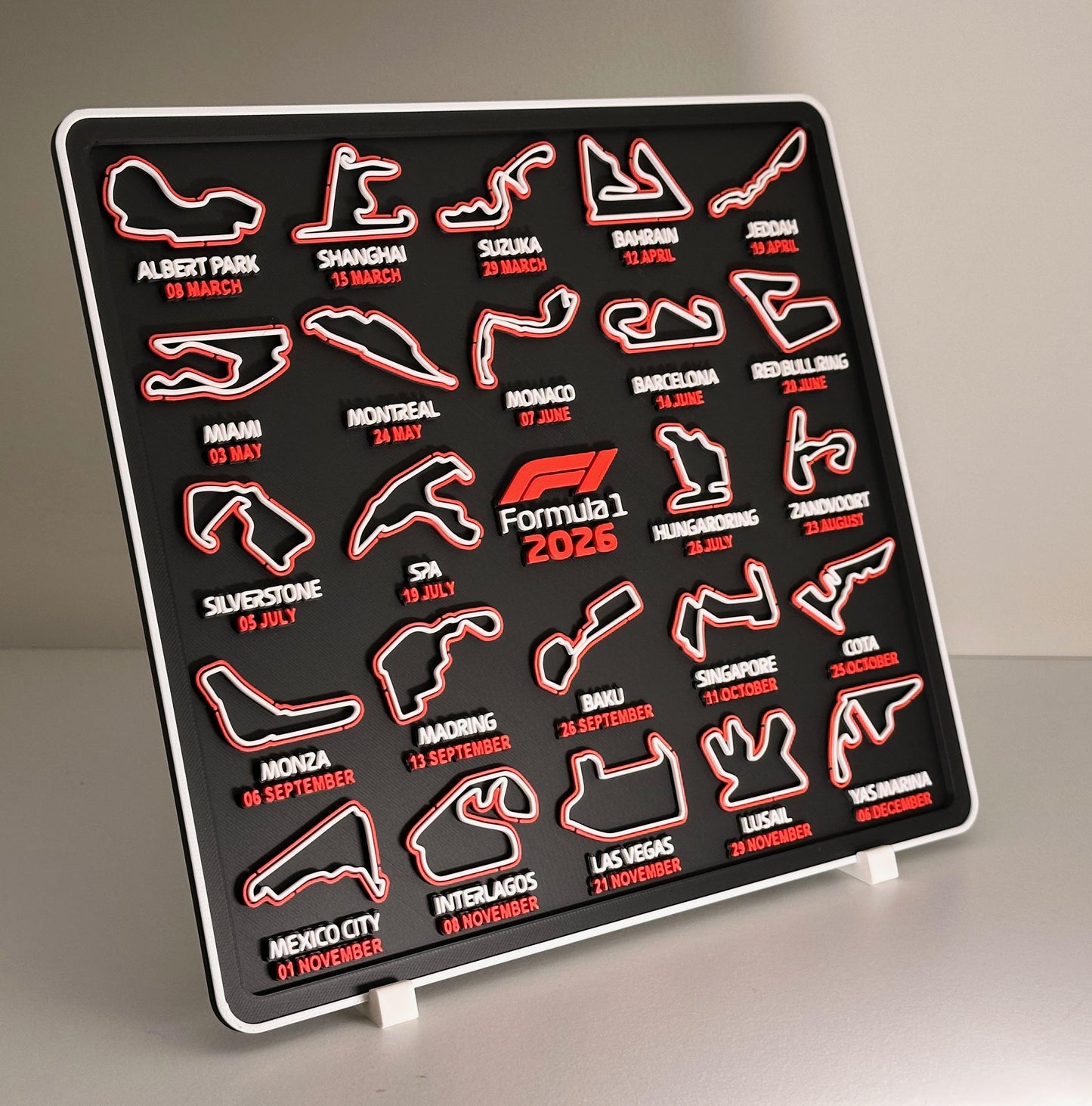 F1 Calendar 2026 Season - Carbon Fibre Texture (w Date)