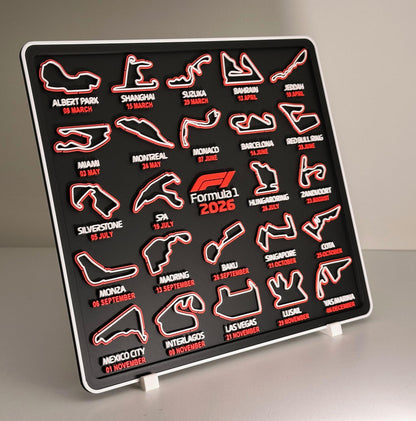 F1 Calendar 2026 Season - Carbon Fibre Texture (w Date)