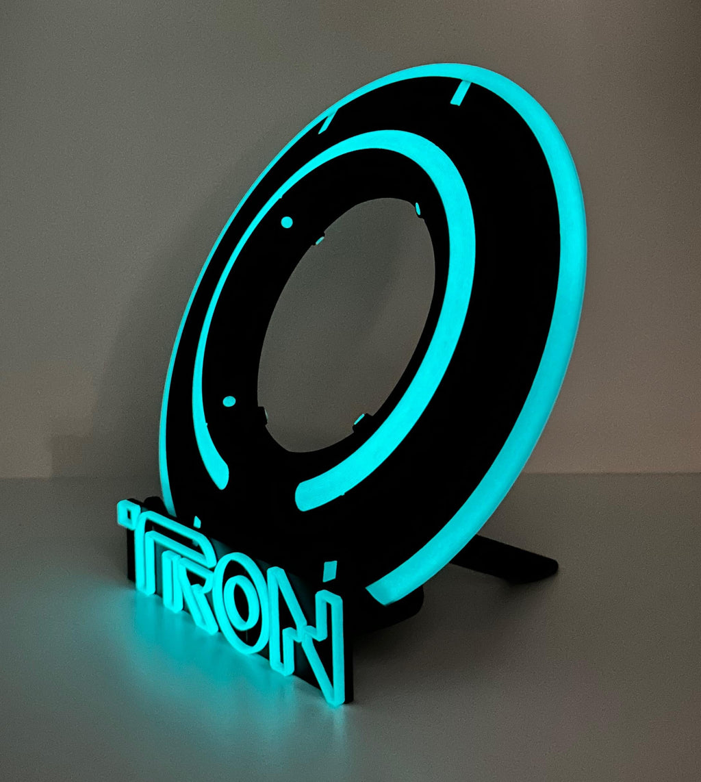 Tron Legacy Identity Disc Display | 3D Printed Glowing Tron Inspired Prop | Sci-Fi Collectible