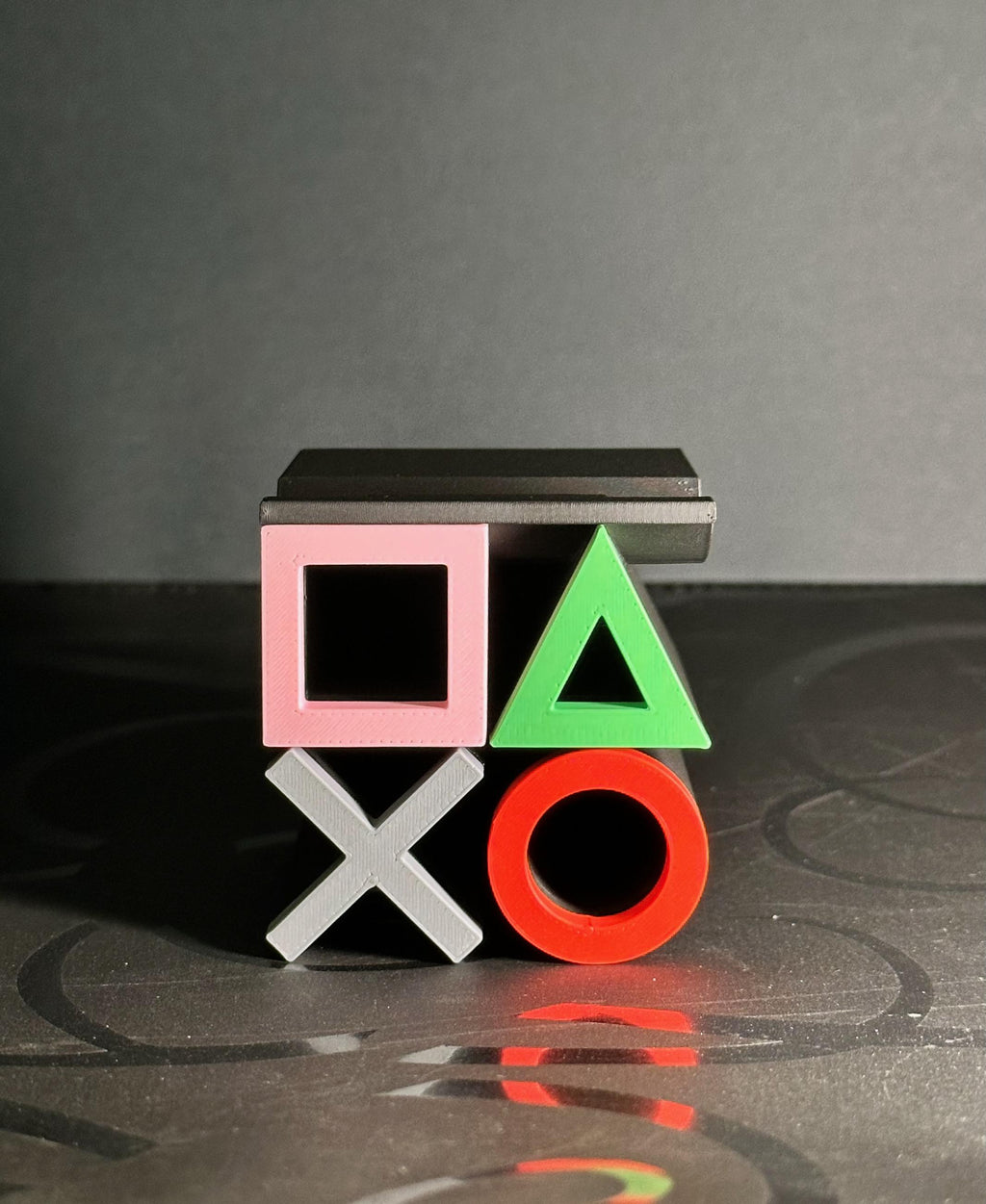 Playstation Symbol Gaming Controller Stand Holder - Carbon Fibre Texture