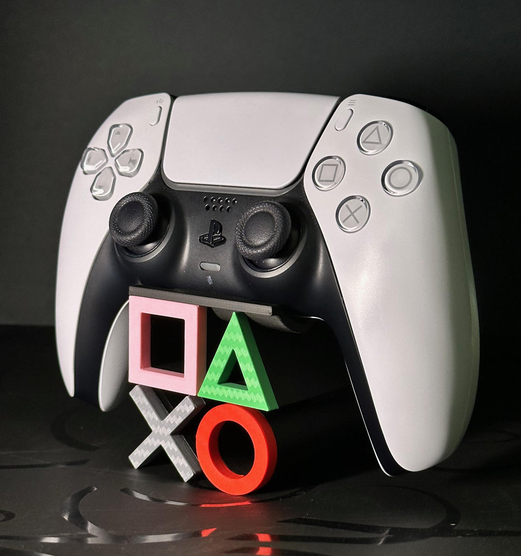 Playstation Symbol Gaming Controller Stand Holder - Carbon Fibre Texture
