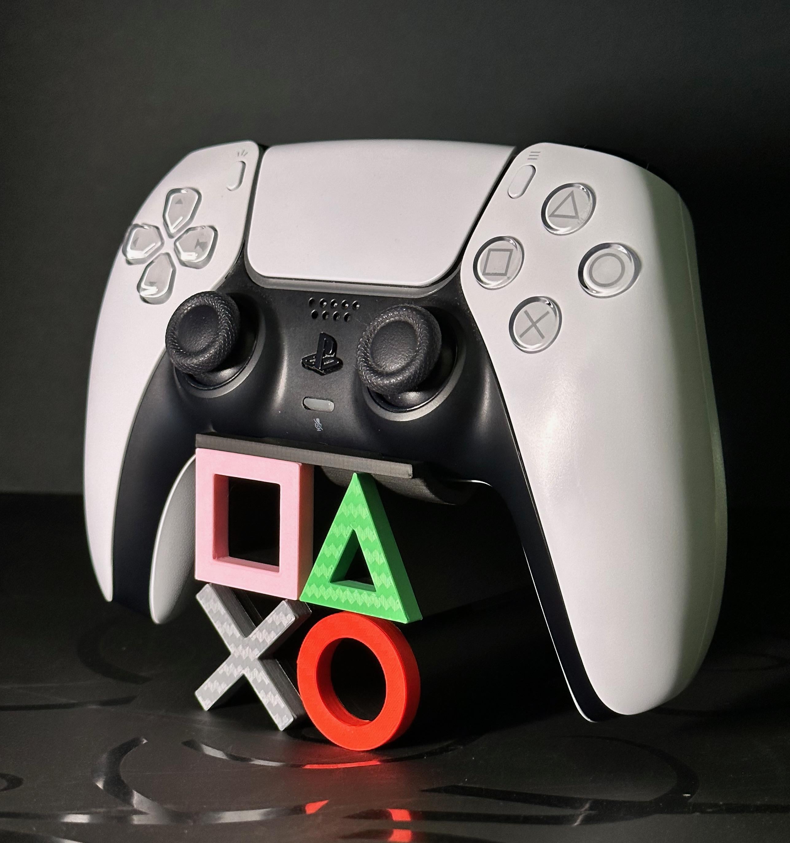 Playstation Symbol Gaming Controller Stand Holder - Carbon Fibre Texture
