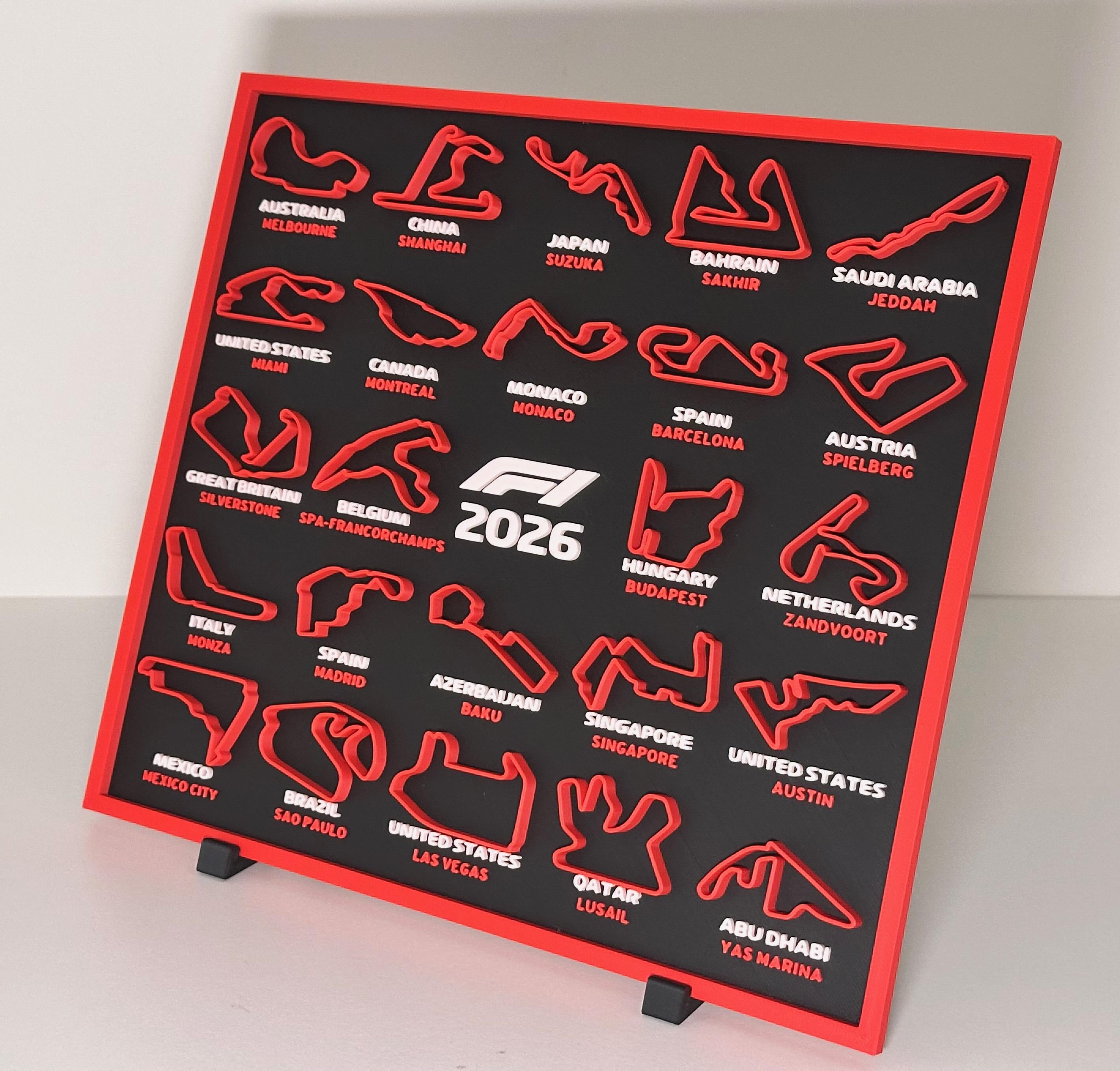 Formula 1 Calendar 2026 Season – F1 Fan Gift, Home Decor - 3D Printed
