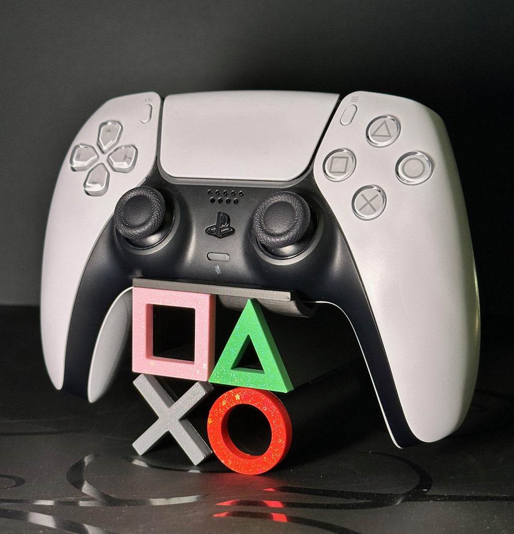 Playstation Symbol Gaming Controller Stand Holder - Carbon Fibre Texture