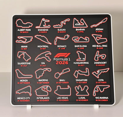 F1 Calendar 2026 Season - Carbon Fibre Texture (w Date)