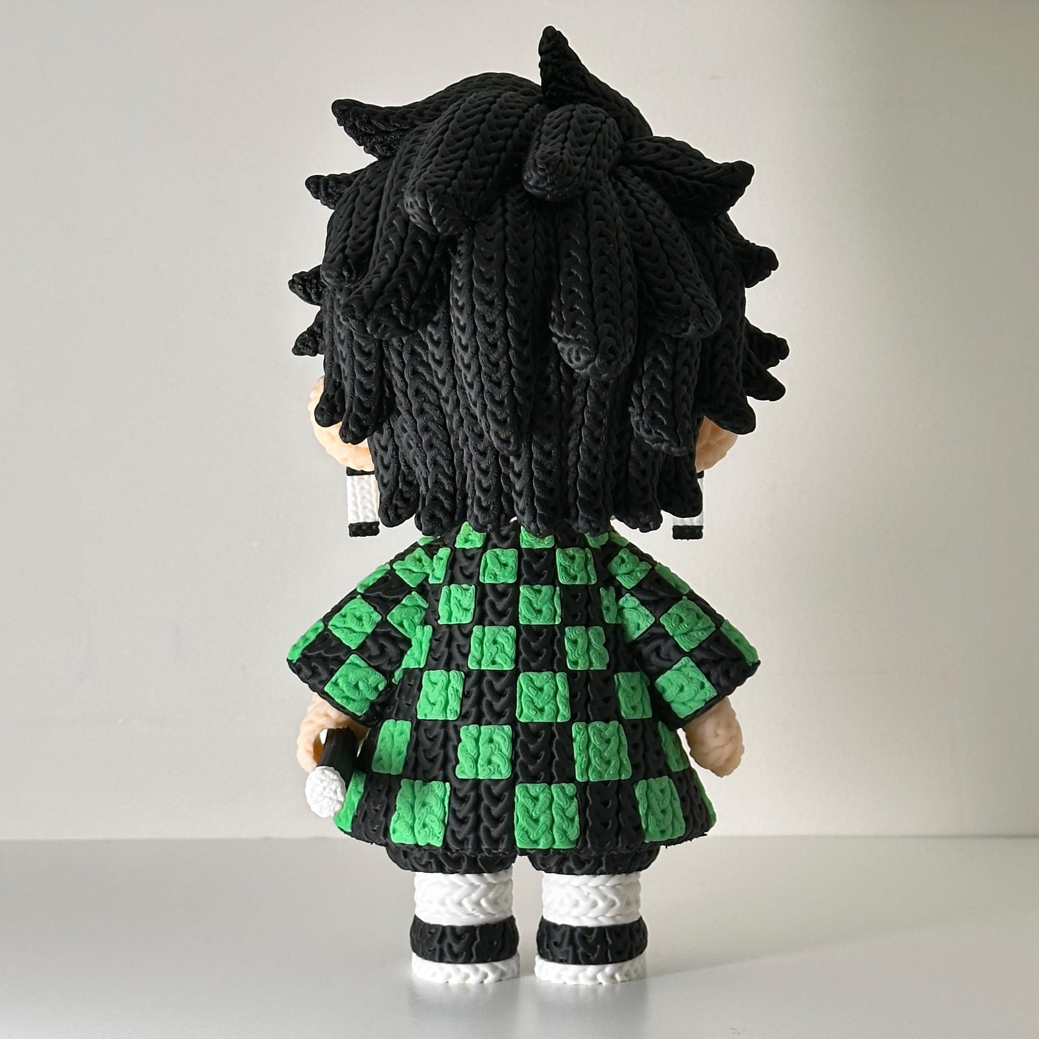 Tanjiro, Nezuko Knitted Figures - Demon Slayer Inspired - 3D Printed Display