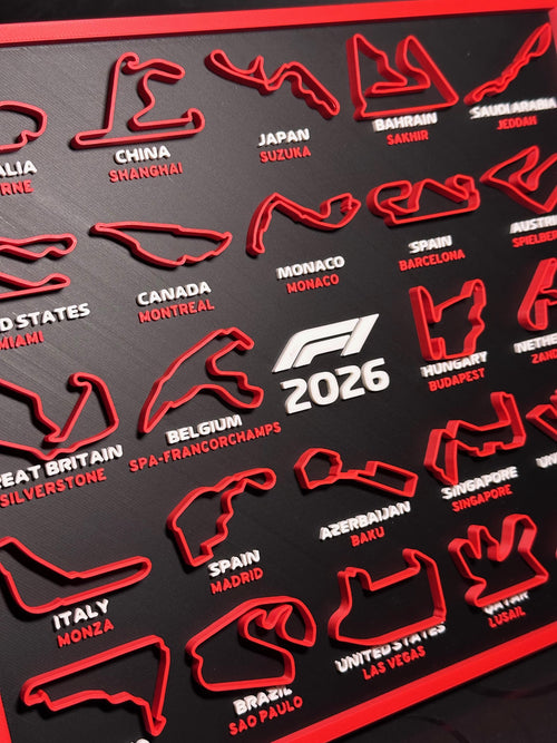 Formula 1 Calendar 2026 Season – F1 Fan Gift, Home Decor - 3D Printed